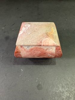 Vintage Corbalita Stoneware Trinket Jewelry Box Combarbalite Stone Chile 1970s