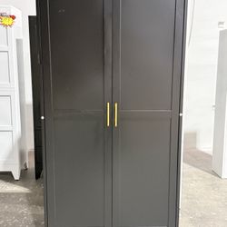 Metal Pantry Cabinet with 2 Doors and 5 Adjustable Shelves, 75" Kitchen Storage cabinets with Gold Handles, Versatile Storage(Black)💰139$  🔥🔥🔥Seco