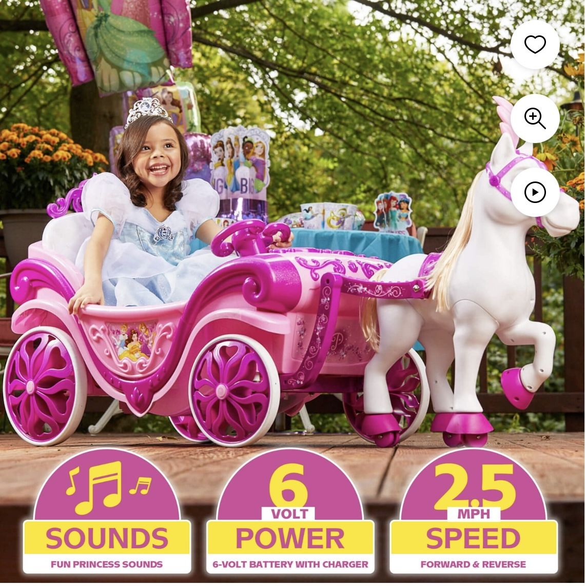Disney Princess Royal Horse and Carriage Girls 6V Ride-On Toy by Huffy