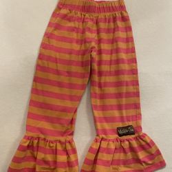 Matilda Jane For Good Hart Sunrise Ruffle Pants Girls 8 Pink Yellow 