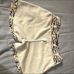 Cream Shorts with Navy Blue Paisley Trim