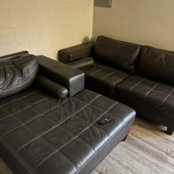 Brown Leather Sectional 