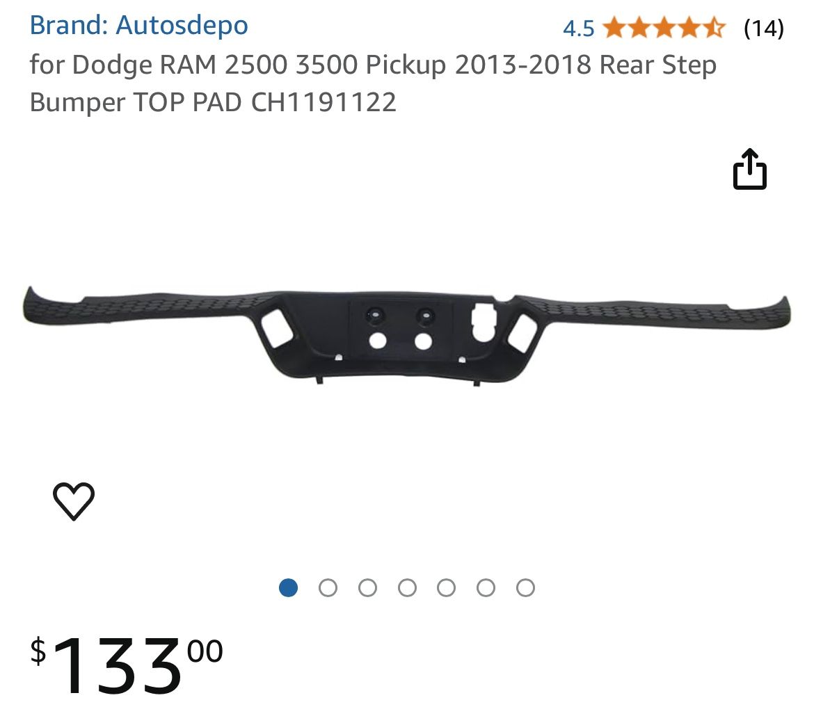 for Dodge RAM 2(contact info removed) Pickup 2013-2018 Rear Step Bumper TOP PAD