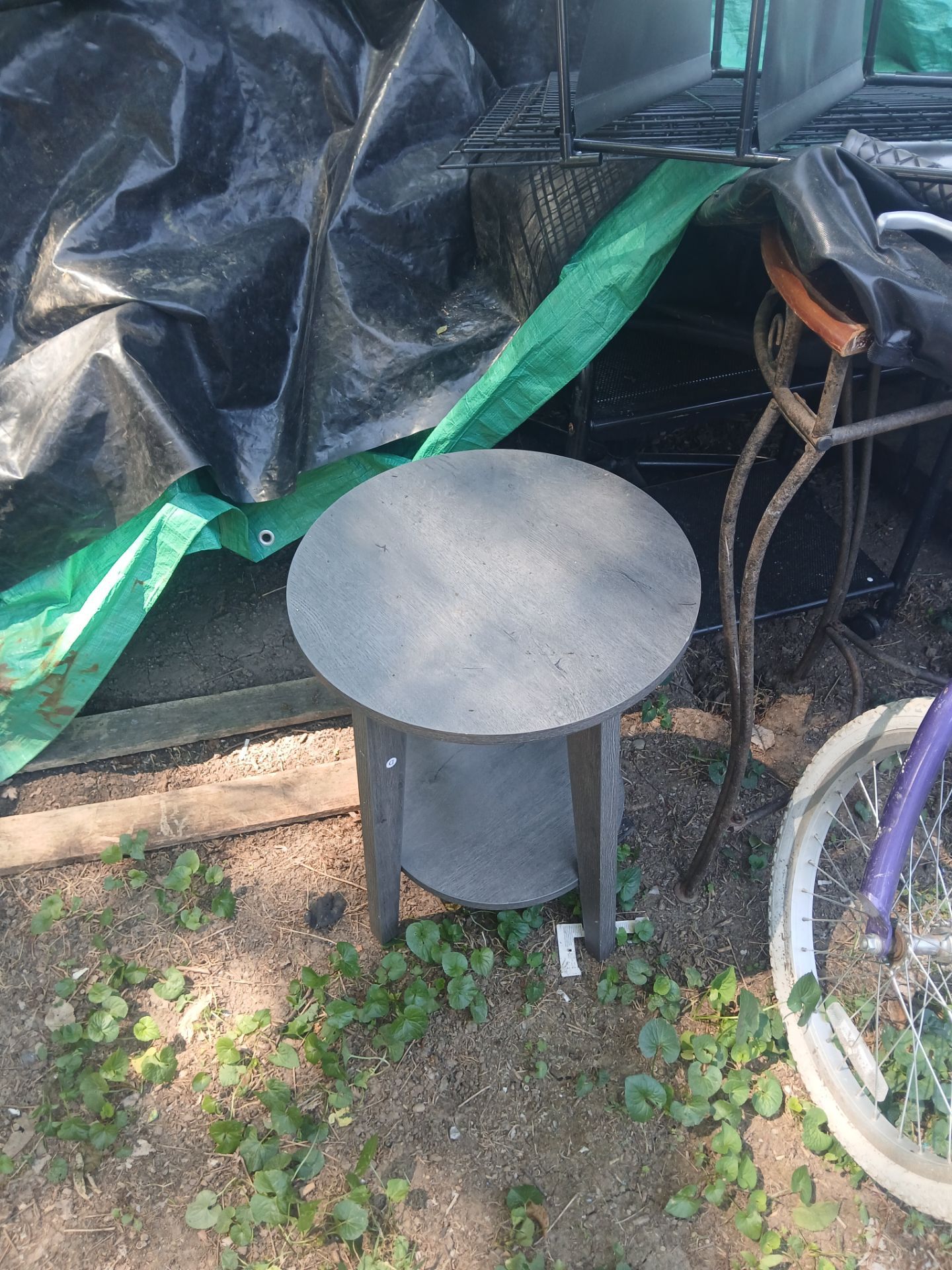 Solid Wooden Round Table With A Shelf On The Bottom like New