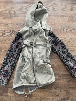 Green Jacket With Printed Sleeves 