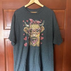 Graphic Highland Cow T-Shirt – Size XXL