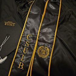 CSULB graduation Cap, Gown, And Sash
