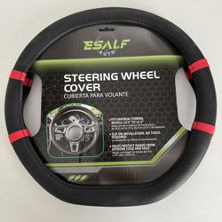 Steering wheel cover black with red striping