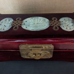 Vintage Asian Wood & Jade Box