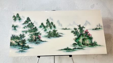 Impression landscape acrylic painting on solid wood canvas