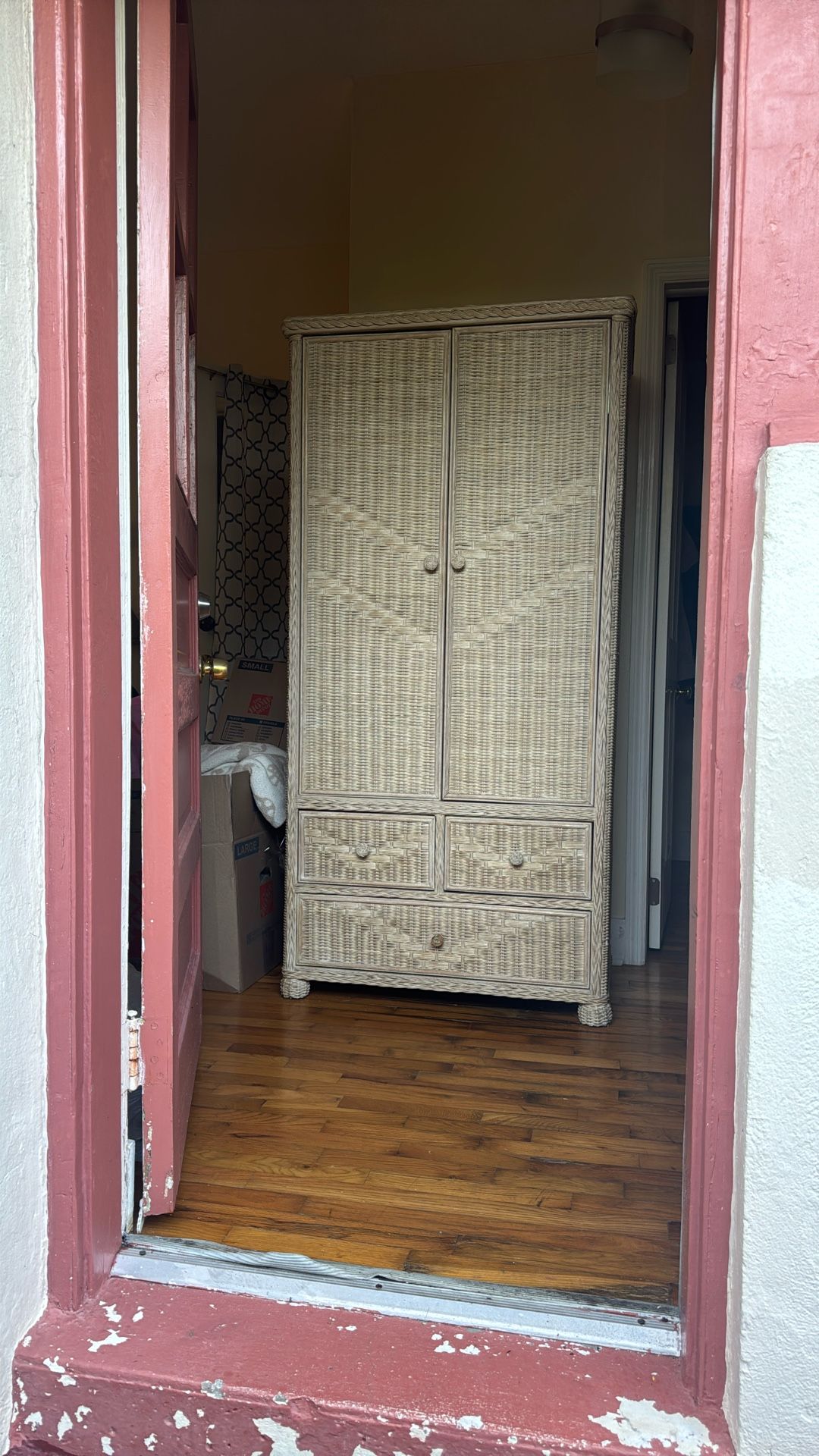 Vintage wicker wardrobe / cabinet