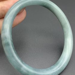 Certificate Jadeite Green Grade A Round Circle Good Fortune Luck Bangle Bracelet 55mm 6.75 inches 