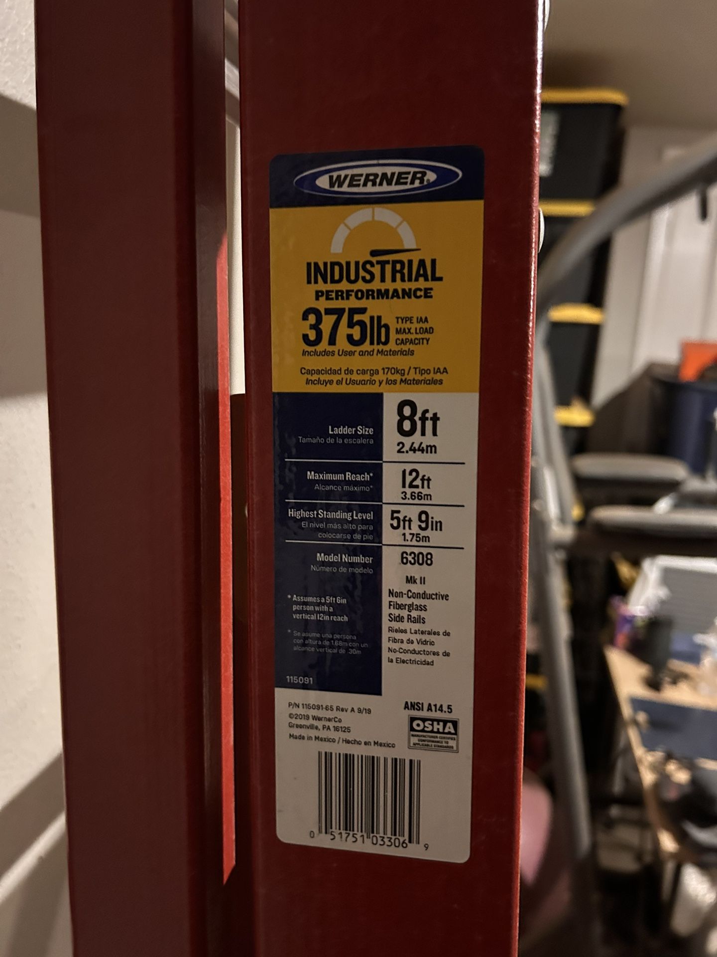 Werner 8’ Ladder. 375 Lb Load