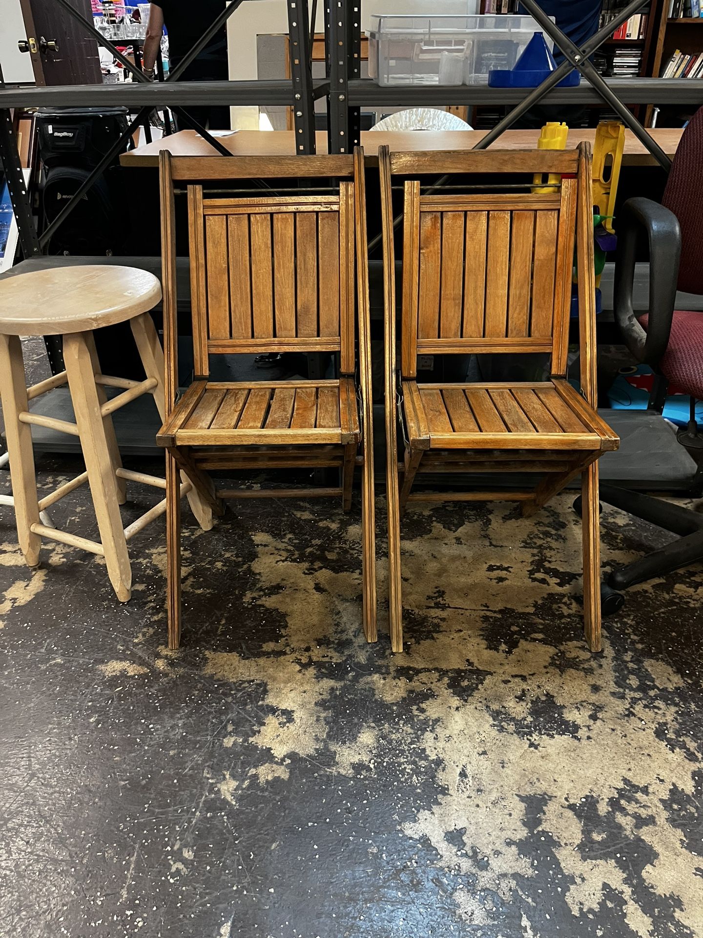 A Pair Of Antique Wood Folding Chairs