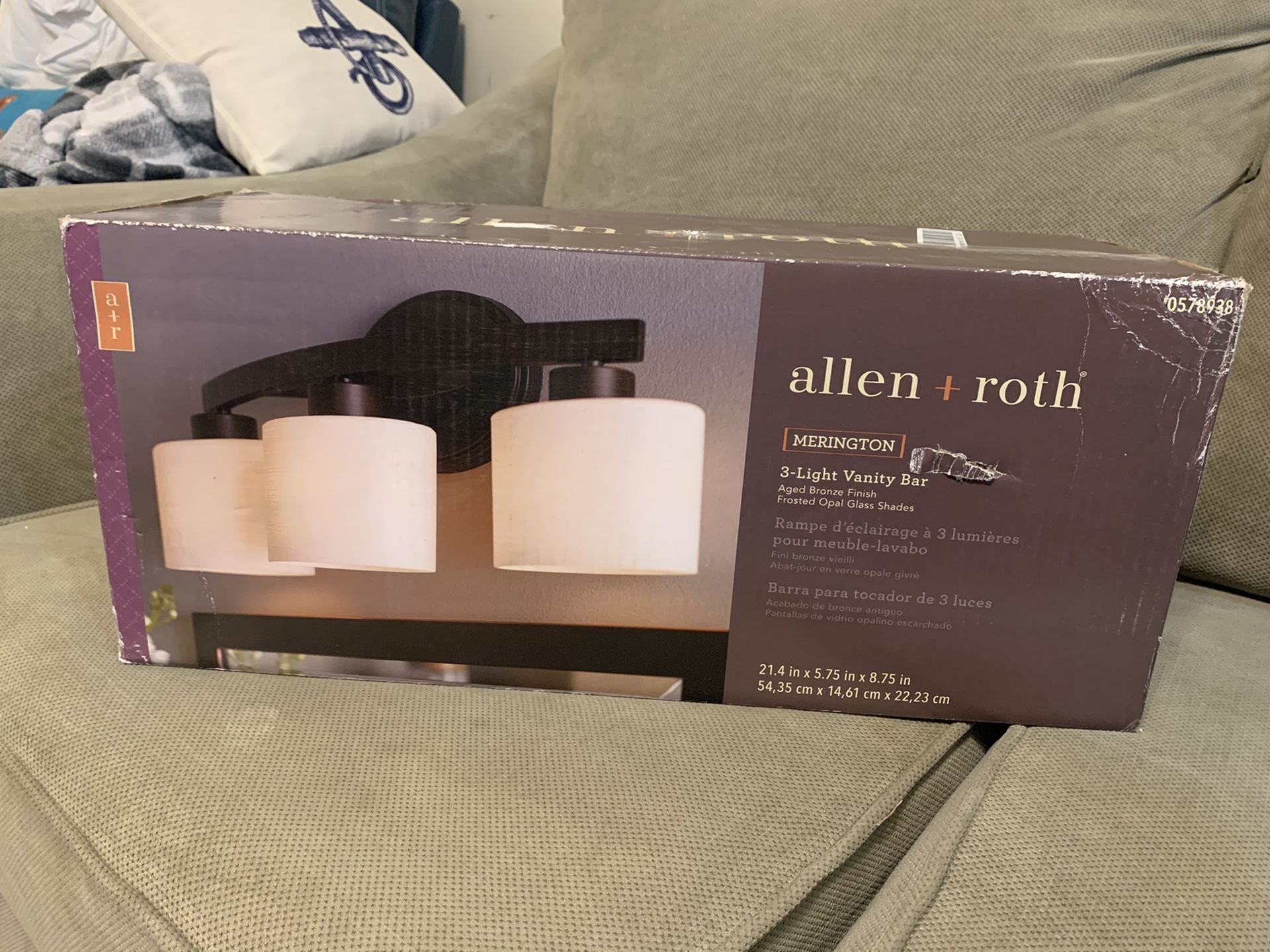 Allen + Roth Merington 3 Light Vanity Bar Aged Bronze Finish- NEW IN BOX