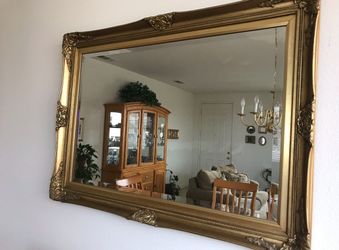 Princess Cut Antique Gold Large Mirror