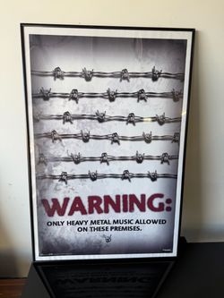 Framed Heavy Metal Music Warning Poster