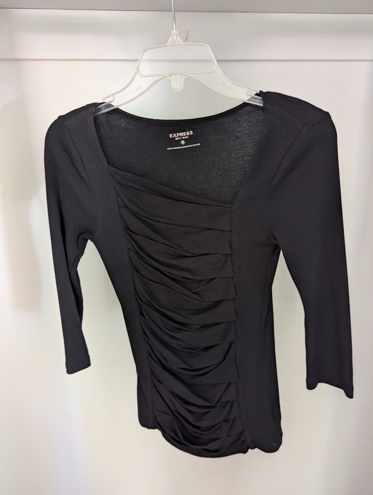 Women's Express Black 3/4 Sleeve Shirt Size XS