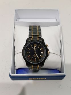 Seiko Perpetual Calendar 6A32-00B0 Black Dial, Men's Watch New with minor defect