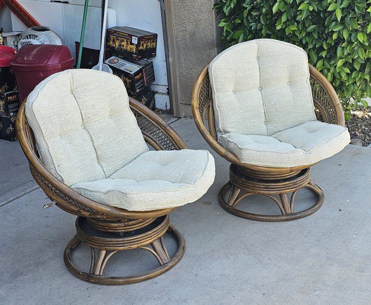 Mid Century Rattan Lounge Chairs 
