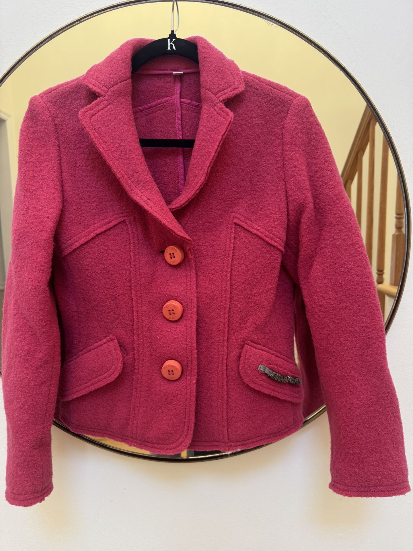 Women's Moschino Jeans Size 8 Donna Pink Wool Jacket