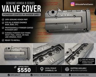 Honda B Series Valve Cover Kaiser Grey Powder Coated OEM
