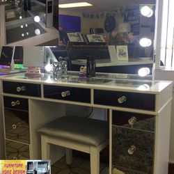 Vanity Desk , Mirror , Stool 
