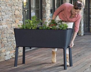Durable resin raised garden bed planter box - New
