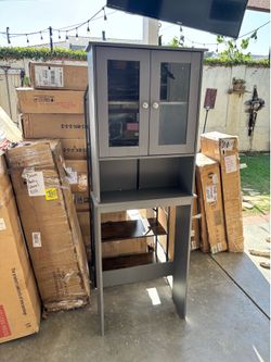 Gray bathroom cabinet