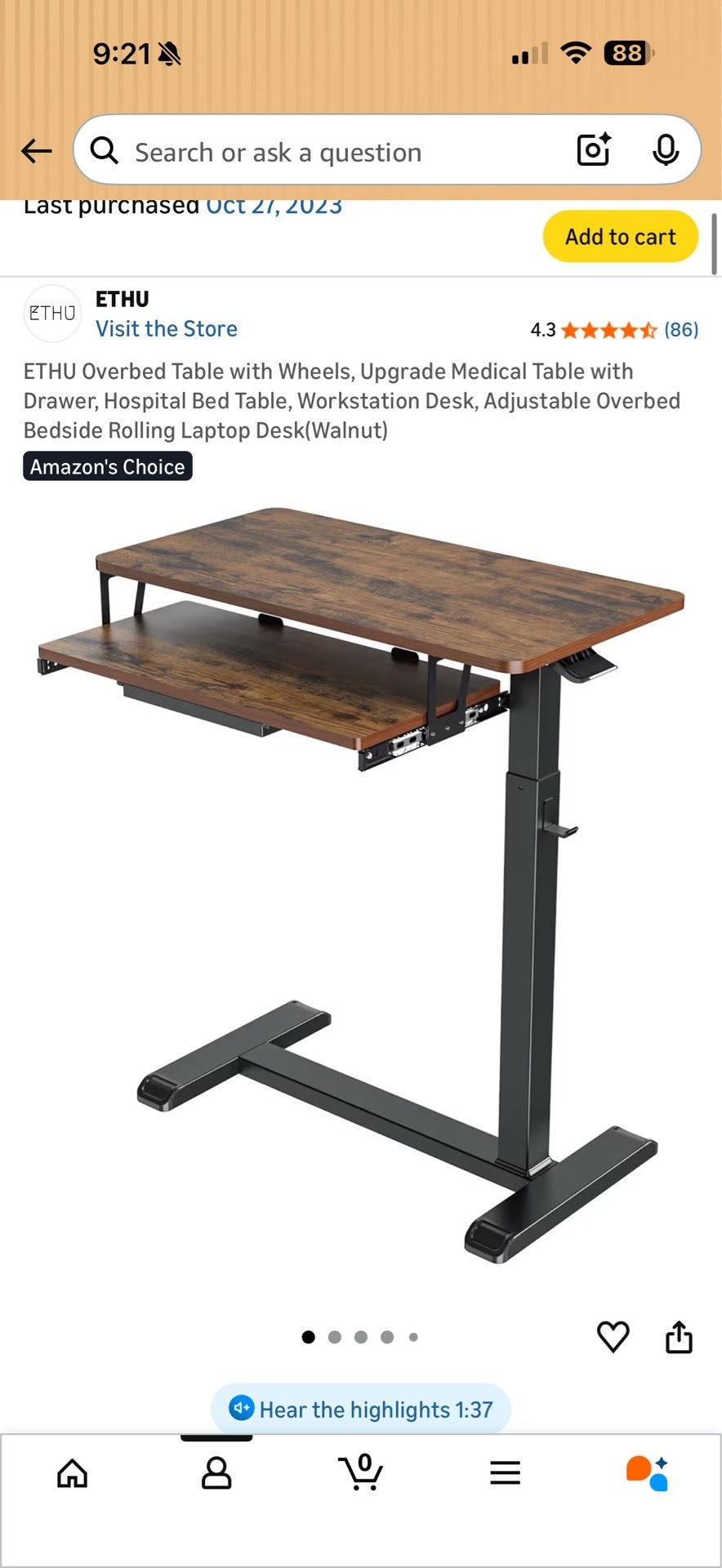 Heavy duty adjustable hospital/bedside table