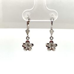 14KT White Gold Flower Earrings 1.50g 172693