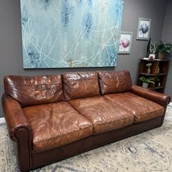 RESTORATION HARDWARE Brown Leather Sofa