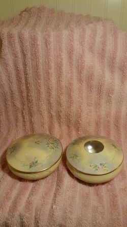 Four Piece Dated 1916 D.&E.G. Royal Austria Make-up Jars