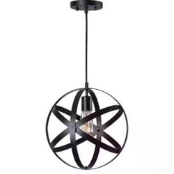 1 Light Black Pendant With Bulb Included 