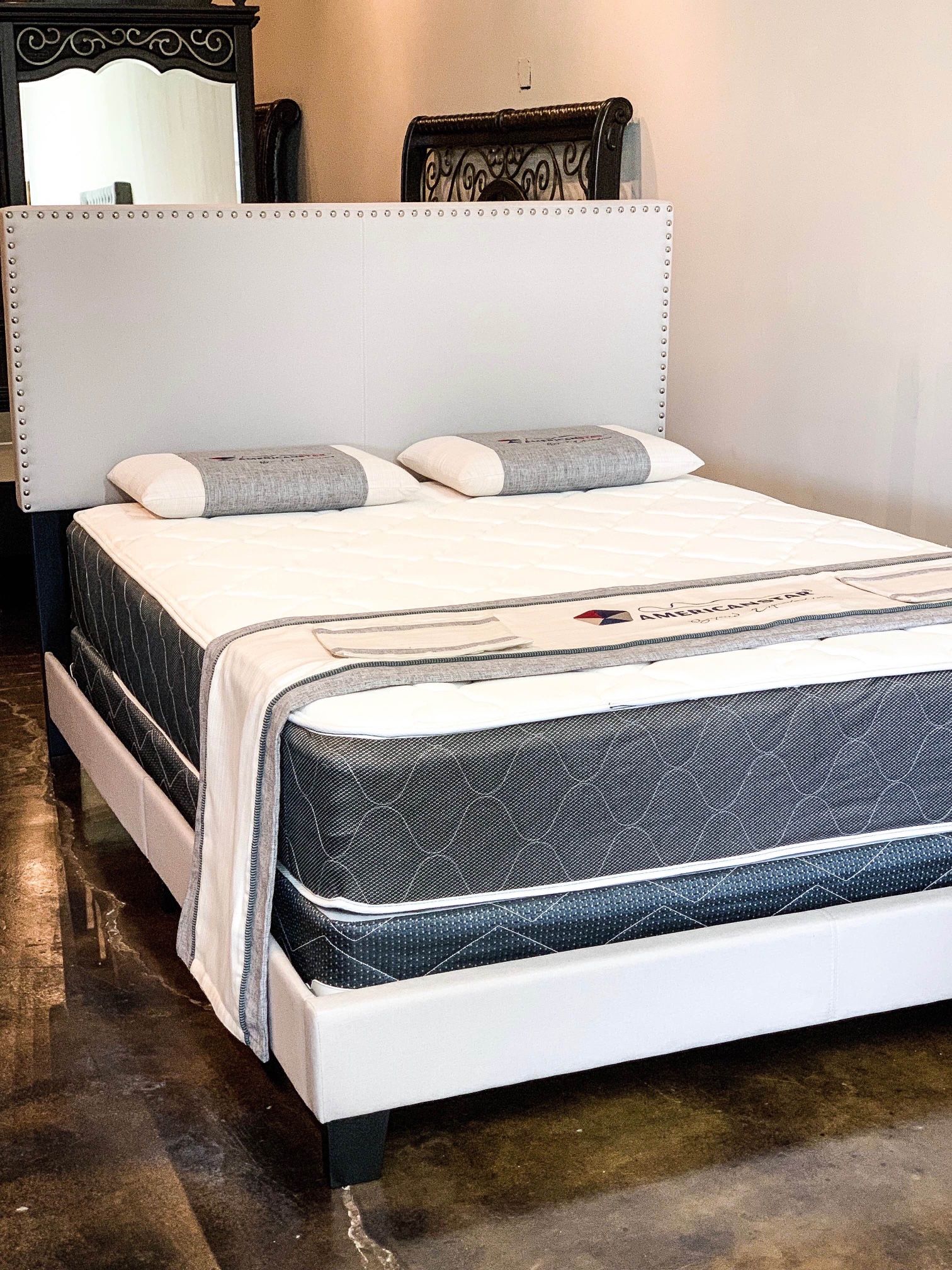 Queen Linen Bed Plus Mattress (Free Delivery)
