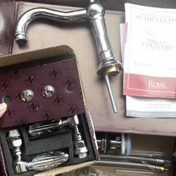 Rohl Chrome Column Spout Swarovski Handles A1409LCAPC-2 Widespread Bathroom Faucet Two Levers Metal