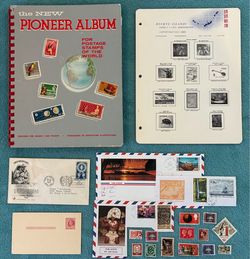 Vintage World Postage Stamp Album, Loose Stamps, and First Day Covers