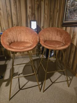 Velvet Upholstered Swivel Bar Stools