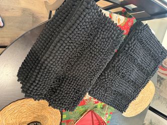 Black Chenille Bath Mats Set of 2