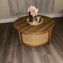 Caning Coffee Table, Light Honey Finish