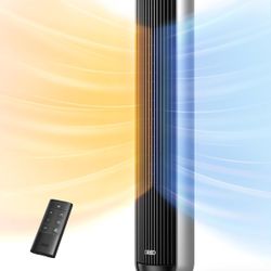 Dreo Tower Fan and Heater Combo, 29.2ft/s Standing Fans for Bedroom, 17 Levels, 6 Modes, 120° Oscillation, 42 Inch, 12H Timer, 25dB Quiet, with Remote