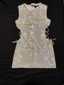 white sequence dress