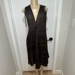 Vintage Adini New York Black Gold Indian Gauze Drawstring Waist Shoulders Small