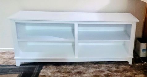 White TV Stand Media Console with Shelves