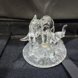 Cristal d'Arques Lead Crystal Elephant Figurine - Two Elephants
