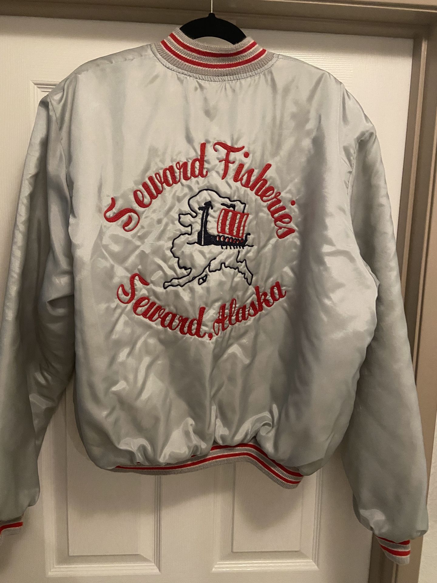 Vintage Alaska Fisheries Satin Bomber Jacket