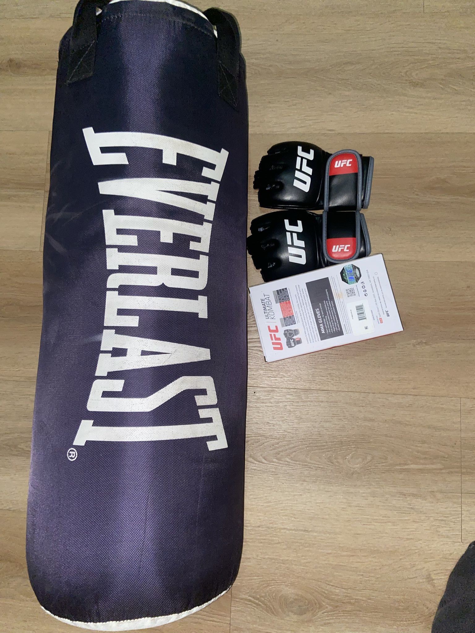 Everlast 70 Lb Nevatear Heavy Bag and UFC MMA Glove