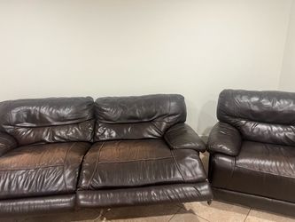 Leather couch and love seat.