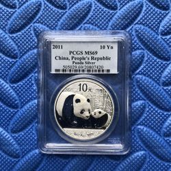 2011 MS69 Silver Panda Coin