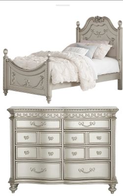 Disney Princess Fairytale Silver Bedroom Set – Twin + Trundle – 7pc Matching Set